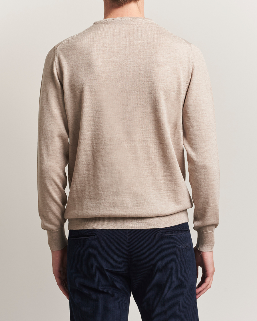 Heren | Truien | Morgano | Extra Fine Merino Wool Crewneck Beige