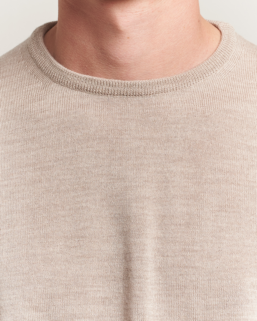 Heren | Truien | Morgano | Extra Fine Merino Wool Crewneck Beige