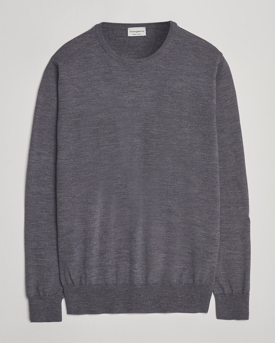 Heren | Truien | Morgano | Extra Fine Merino Wool Crewneck Mid Grey