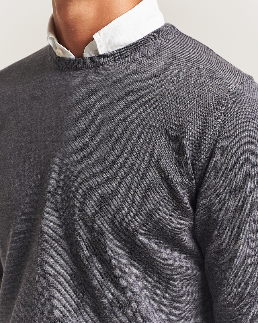 Heren | Truien | Morgano | Extra Fine Merino Wool Crewneck Mid Grey