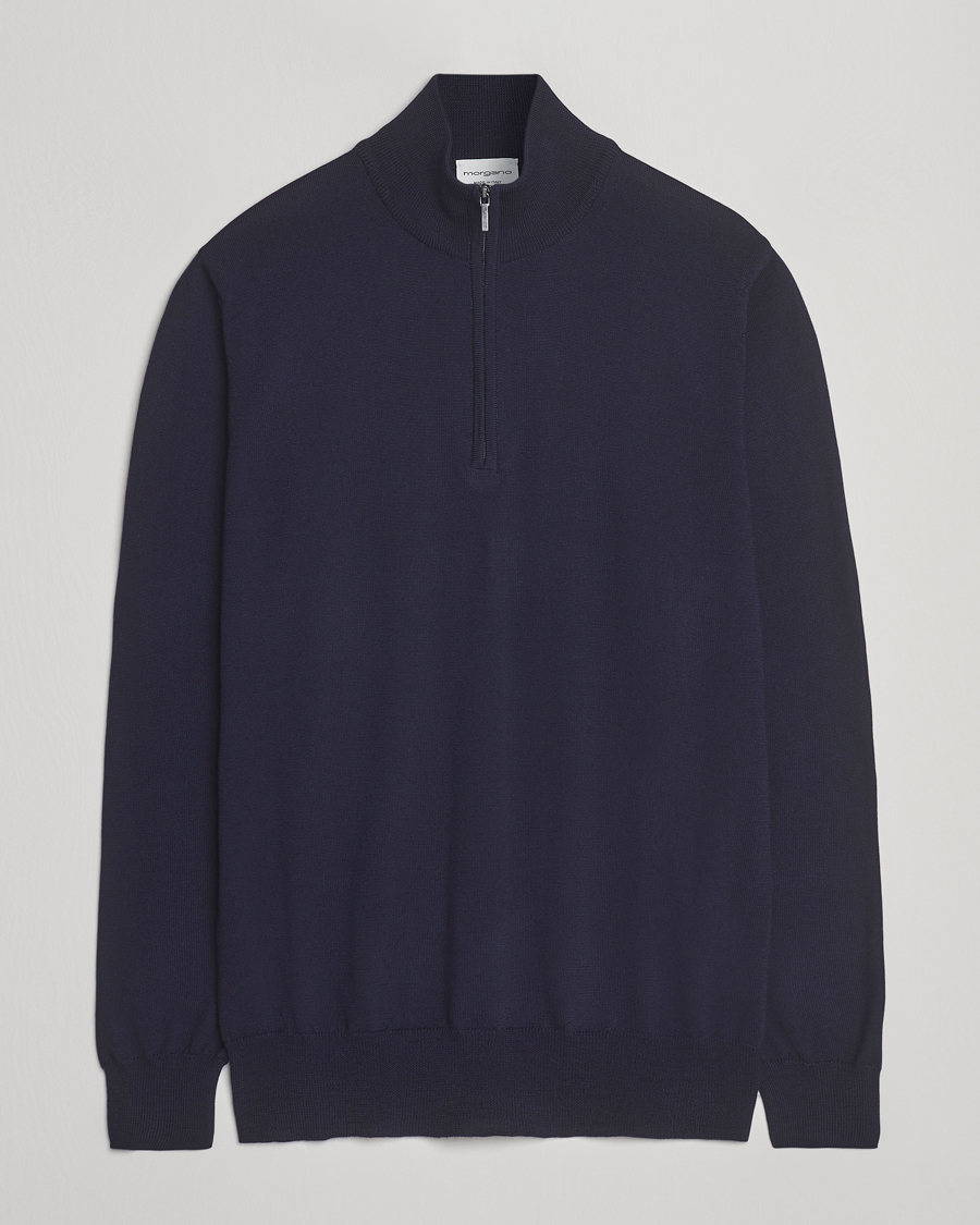 Heren | Truien | Morgano | Extra Fine Merino Wool Half-Zip Navy