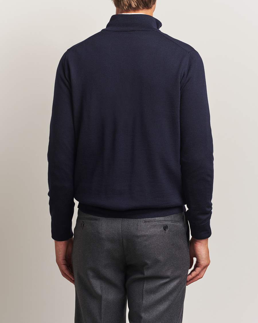Heren | Truien | Morgano | Extra Fine Merino Wool Half-Zip Navy