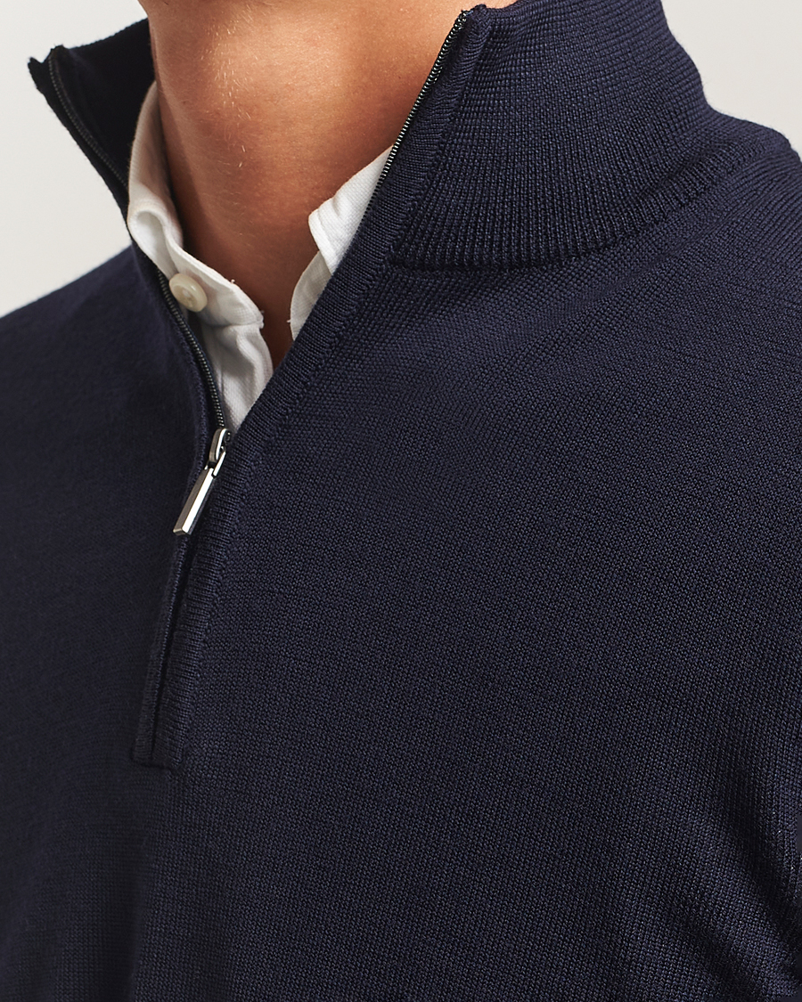 Heren | Truien | Morgano | Extra Fine Merino Wool Half-Zip Navy