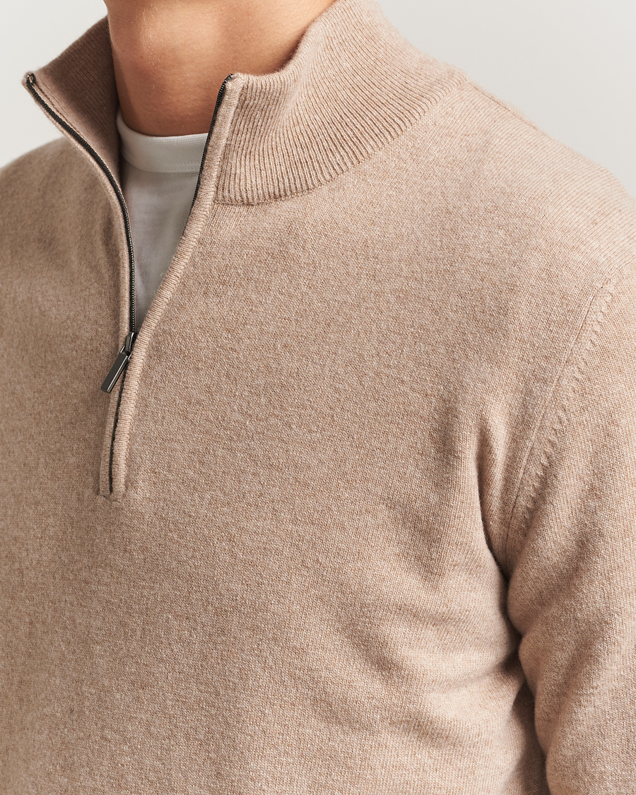 Heren | Truien | Morgano | Wool/Cashmere Half-Zip Beige
