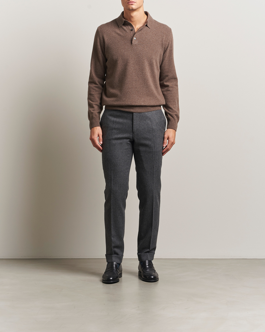 Heren | Truien | Morgano | Wool/Cashmere Polo Brown