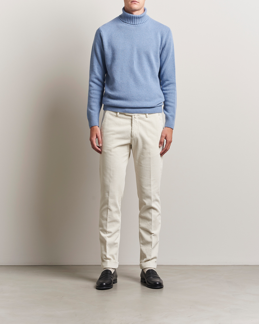 Heren | Truien | Morgano | Wool/Cashmere Heavy Knit Rollneck Light Blue