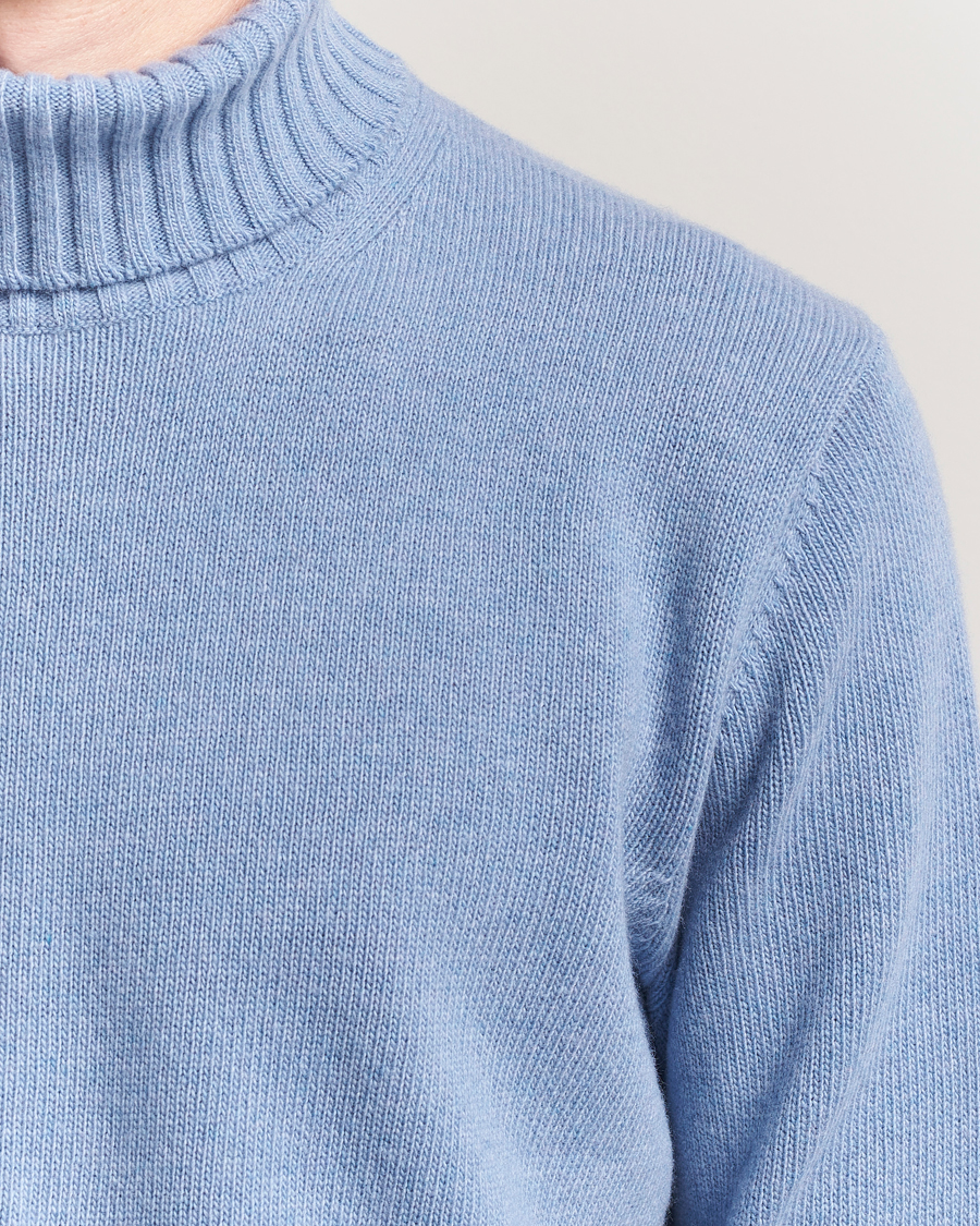 Heren | Truien | Morgano | Wool/Cashmere Heavy Knit Rollneck Light Blue