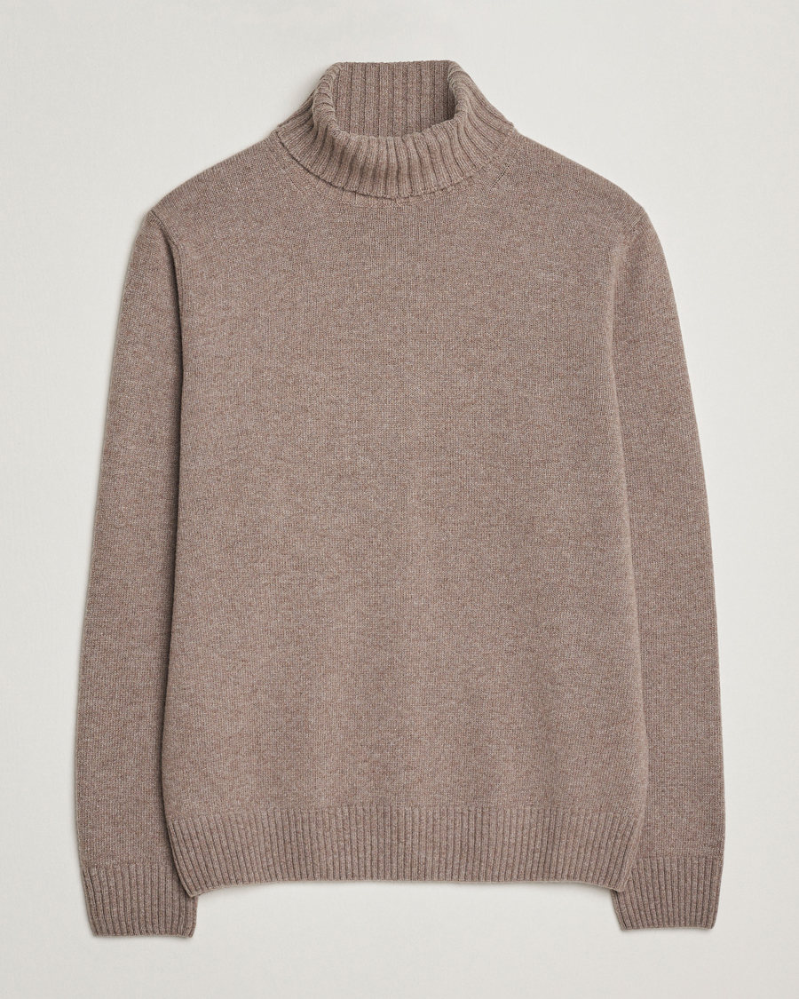 Heren | Truien | Morgano | Wool/Cashmere Heavy Knit Rollneck Light Brown