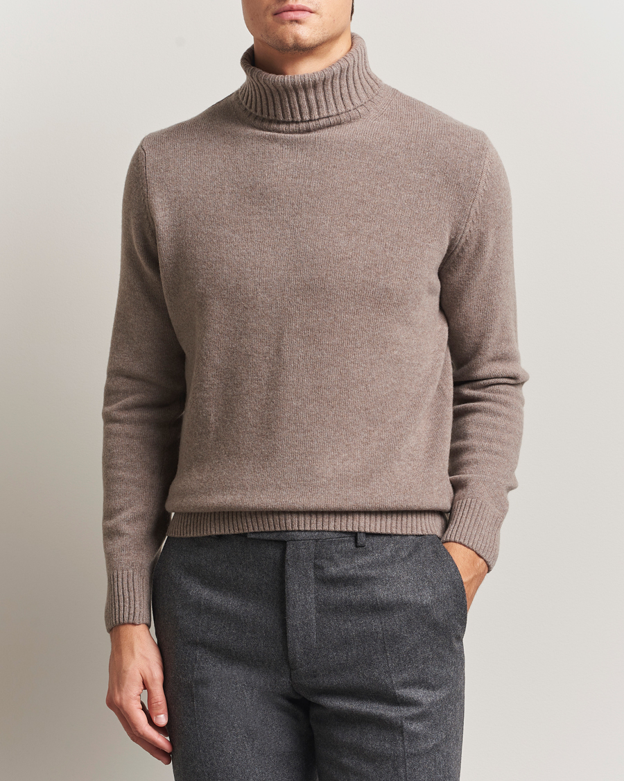 Heren | Truien | Morgano | Wool/Cashmere Heavy Knit Rollneck Light Brown