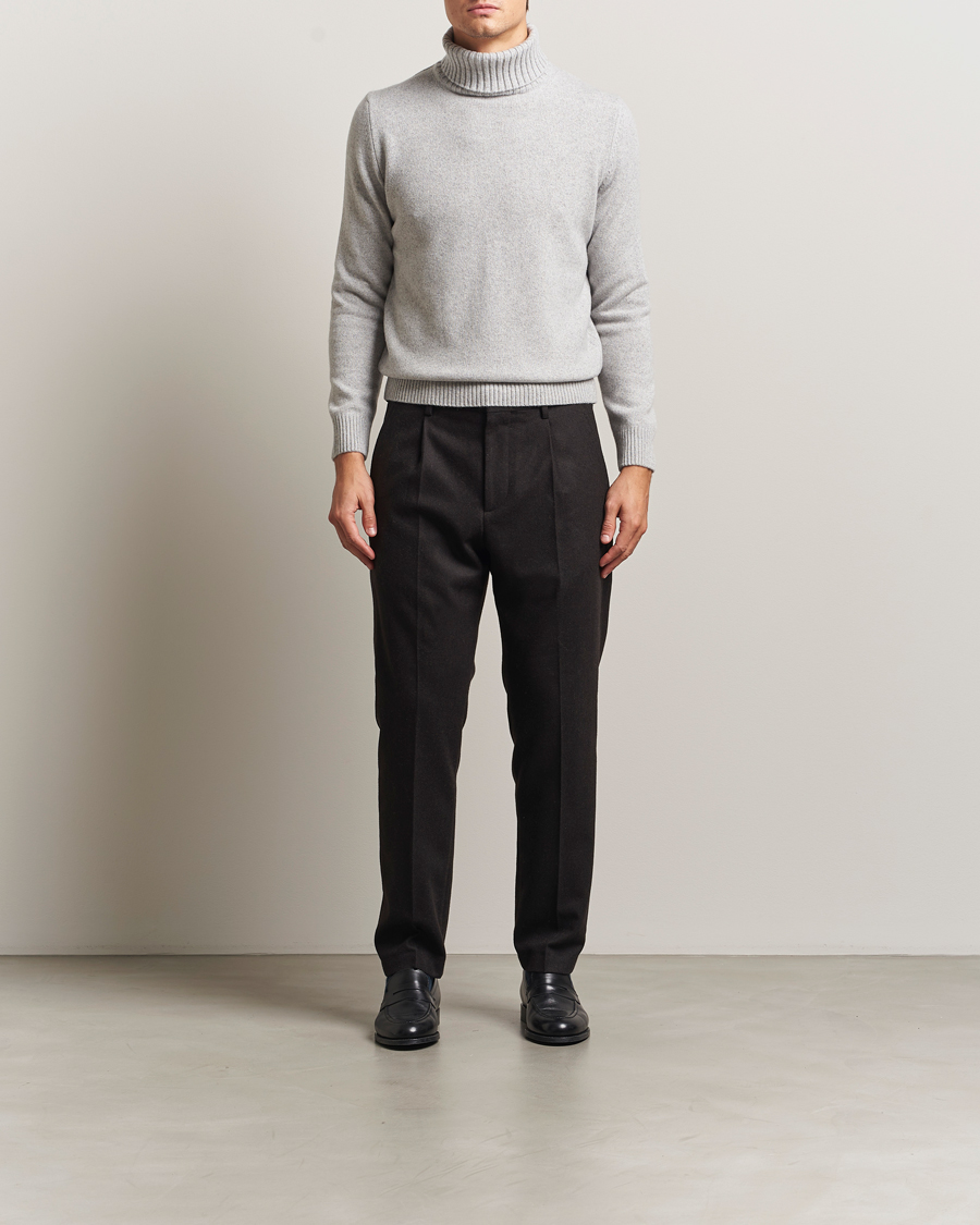 Heren | Truien | Morgano | Wool/Cashmere Heavy Knit Rollneck Light Grey