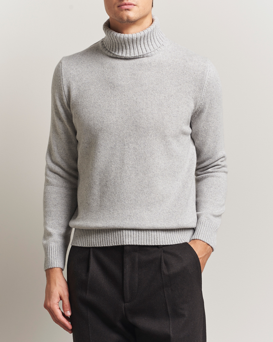 Heren | Truien | Morgano | Wool/Cashmere Heavy Knit Rollneck Light Grey
