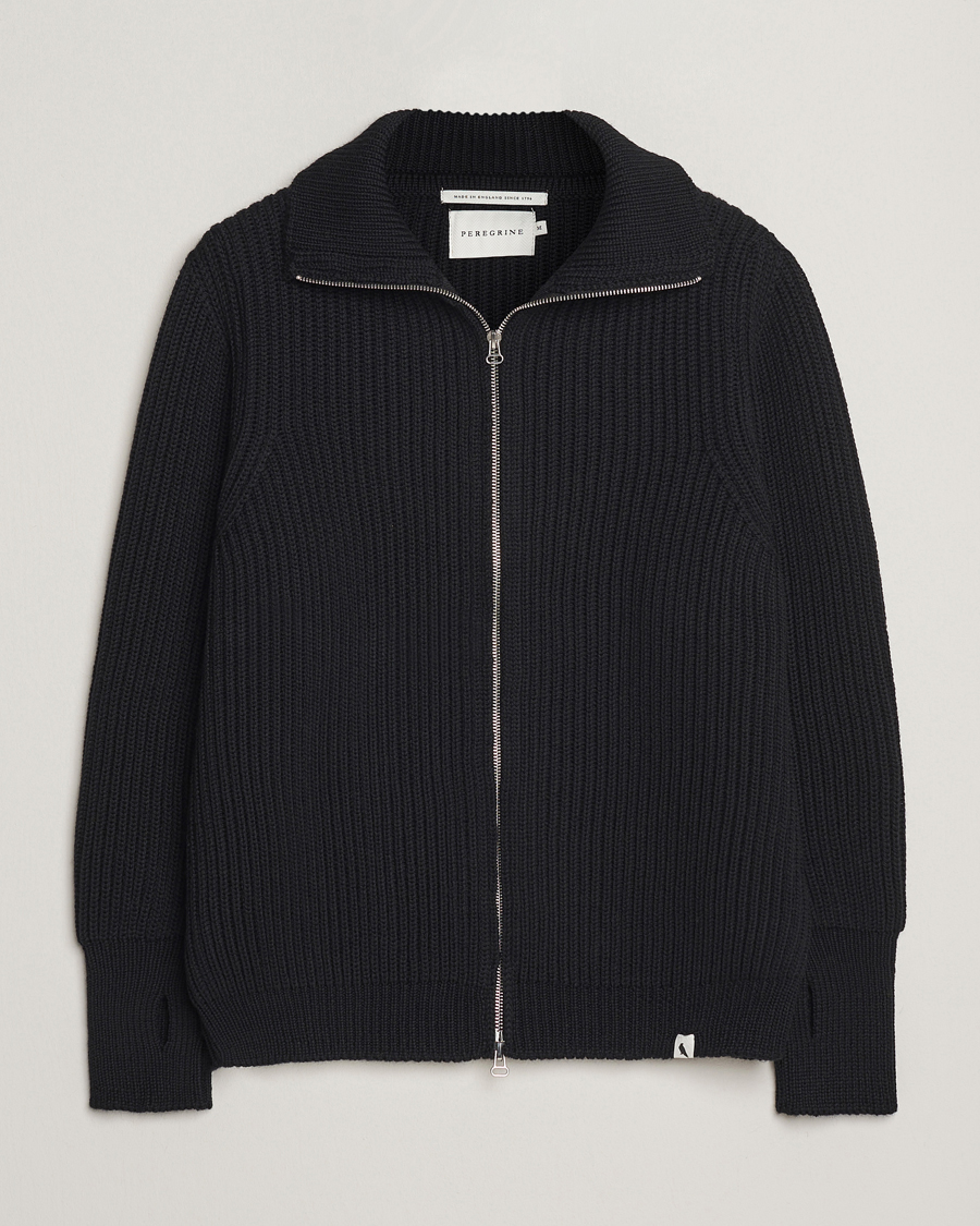 Heren | Truien | Peregrine | Fisherman Merino Zip Cardigan Black