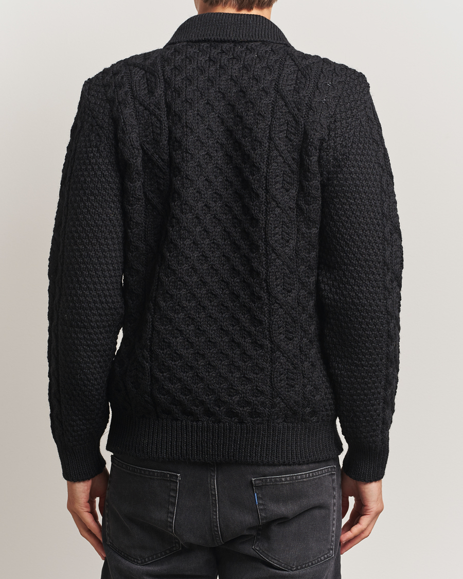 Heren | Truien | Peregrine | Hudson Wool Aran Knitted Cardigan Black