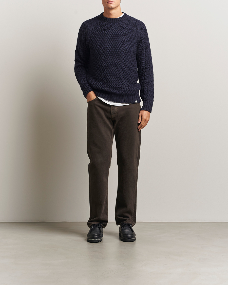 Heren | Truien | Peregrine | Winston Merino Crew Navy