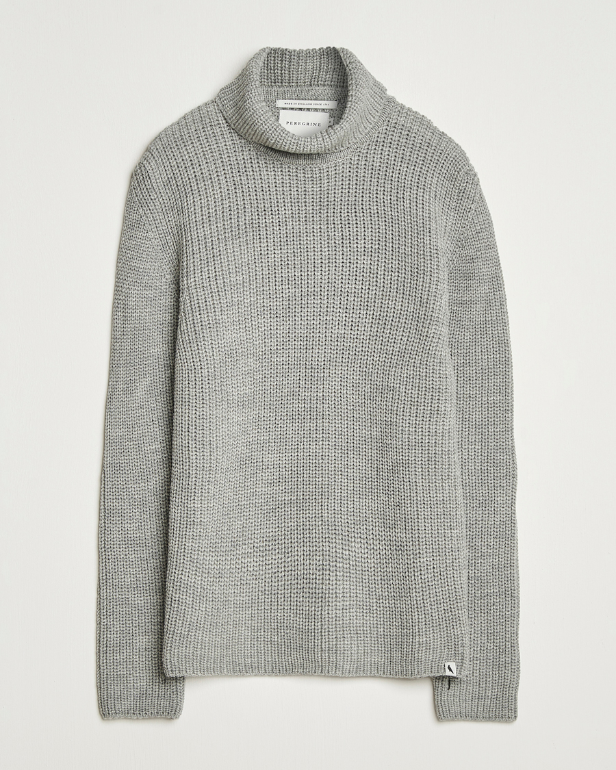 Heren | Truien | Peregrine | Wilkinson Knitted Merino Rollneck Light Grey