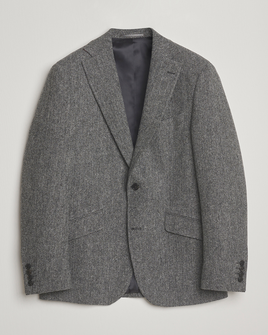 Heren | Blazers | Walker Slater | Edward Lambswool Herringbone Blazer Dark Grey