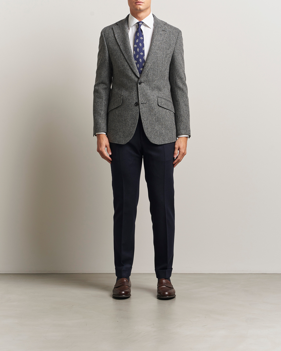 Heren | Blazers | Walker Slater | Edward Lambswool Herringbone Blazer Dark Grey