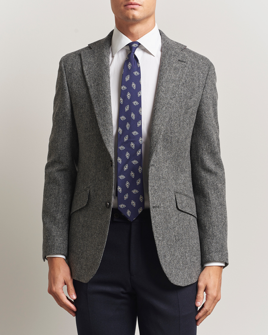 Heren | Blazers | Walker Slater | Edward Lambswool Herringbone Blazer Dark Grey