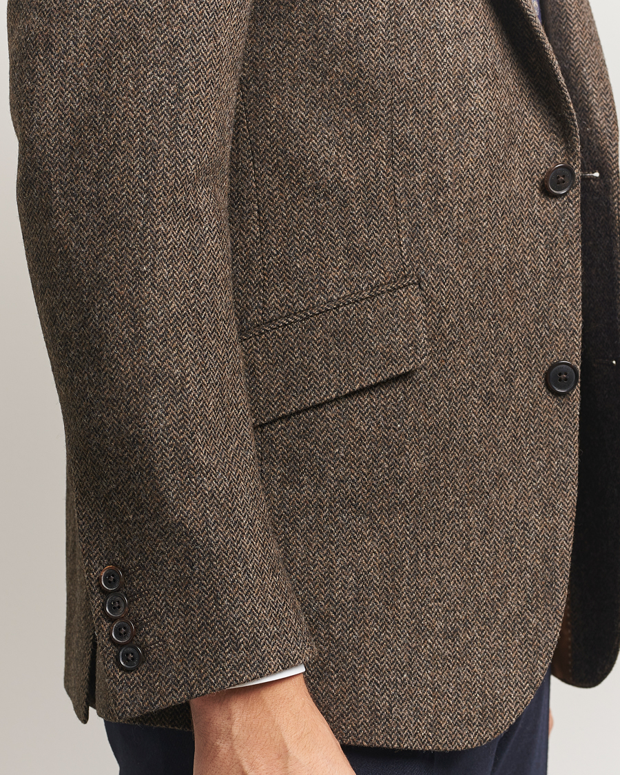 Heren | Blazers | Walker Slater | Edward Lambswool Herringbone Blazer Dark Brown