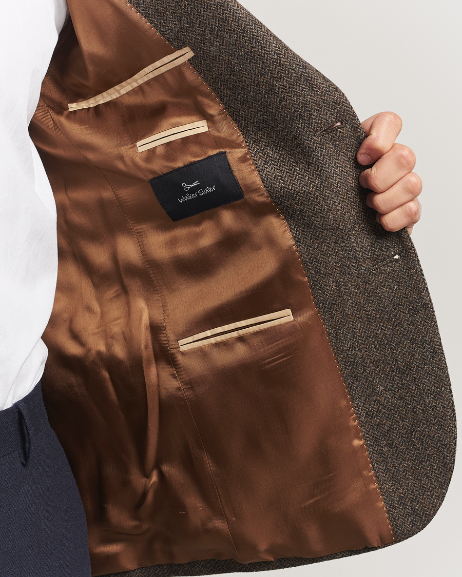 Heren | Blazers | Walker Slater | Edward Lambswool Herringbone Blazer Dark Brown