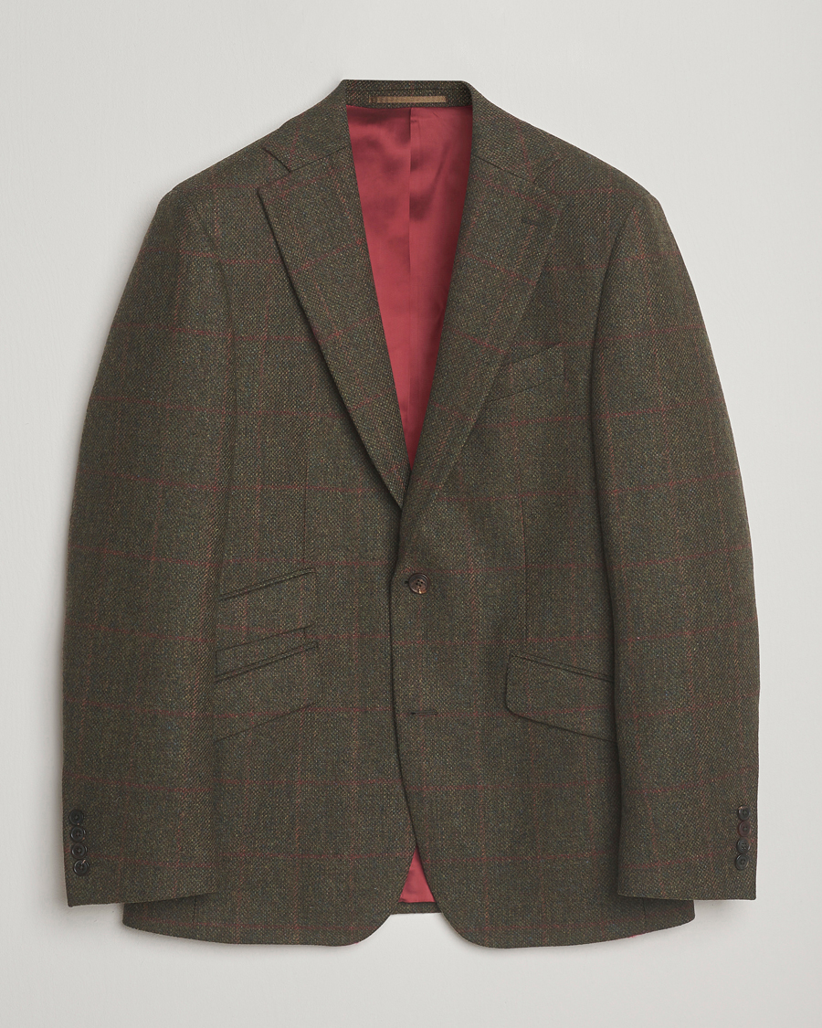 Heren | Blazers | Walker Slater | Edward Lambswool Windowpane Blazer Dark Green