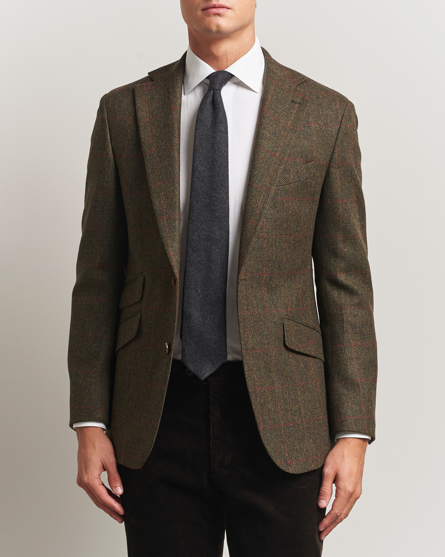 Heren | Blazers | Walker Slater | Edward Lambswool Windowpane Blazer Dark Green