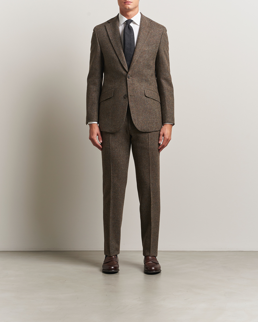 Heren | Broeken | Walker Slater | Edward Shetland Wool Donegal Trousers Dark Green