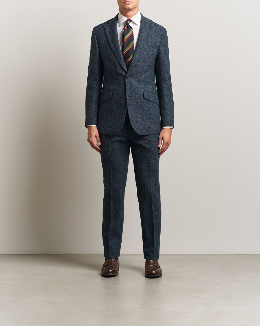 Heren | Broeken | Walker Slater | Edward Shetland Wool Donegal Trousers Navy