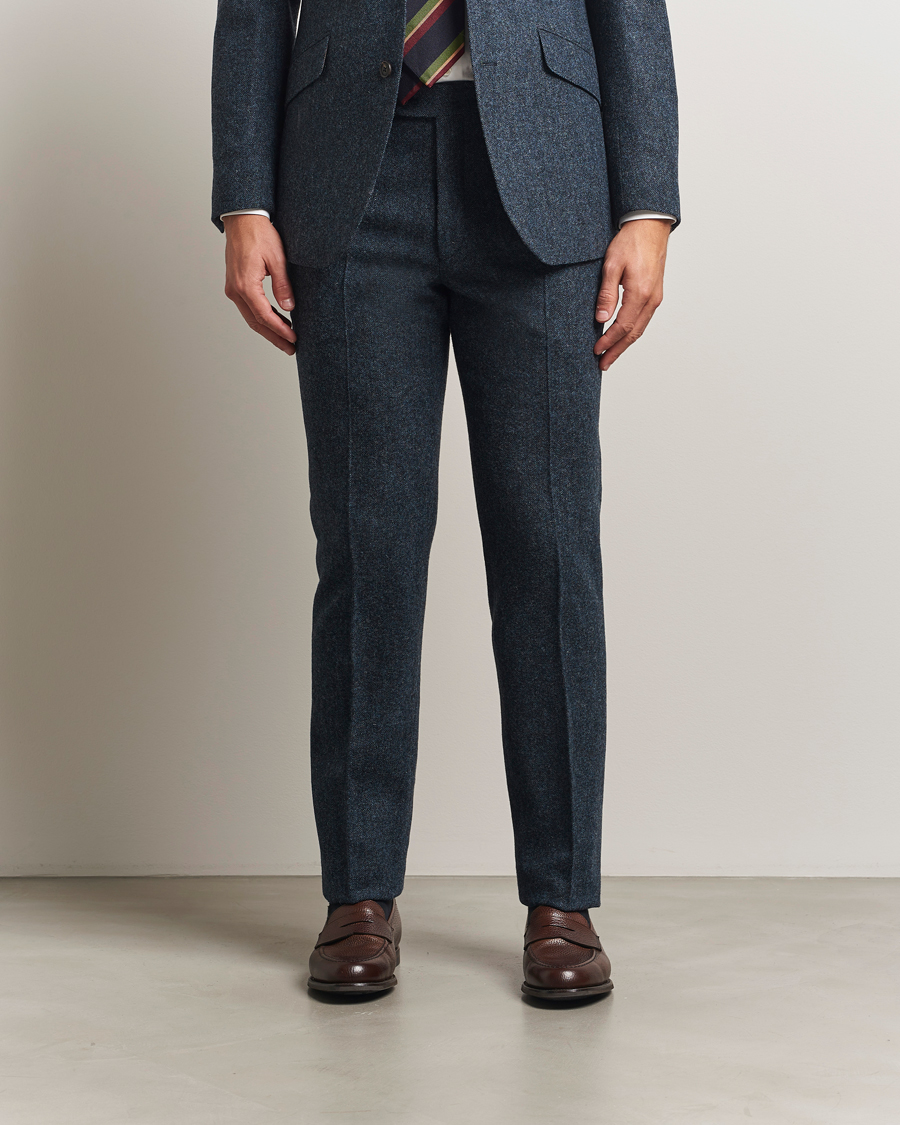 Heren | Broeken | Walker Slater | Edward Shetland Wool Donegal Trousers Navy
