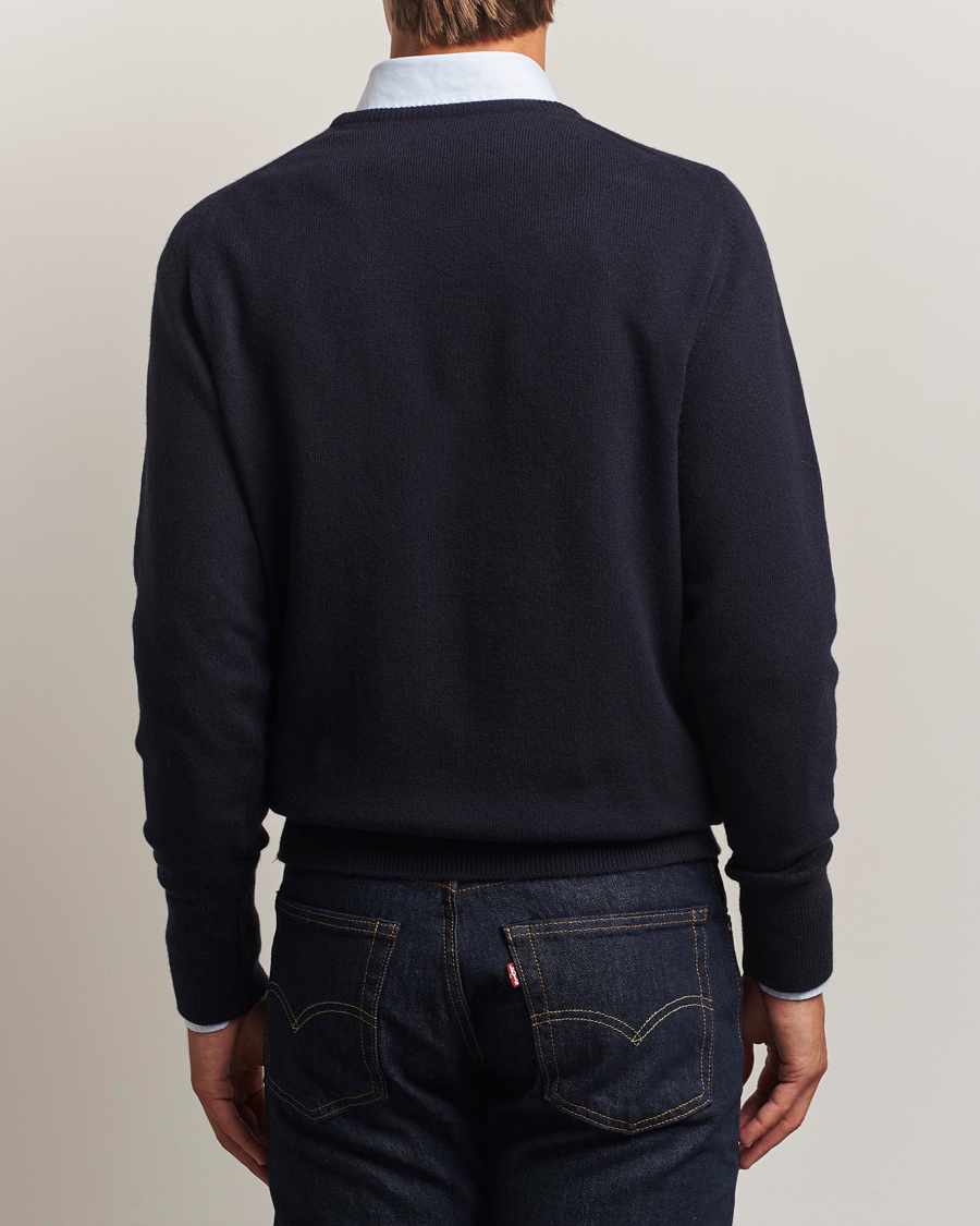 Heren | Truien | William Lockie | Melrose Cashmere Crew Neck Dark Navy