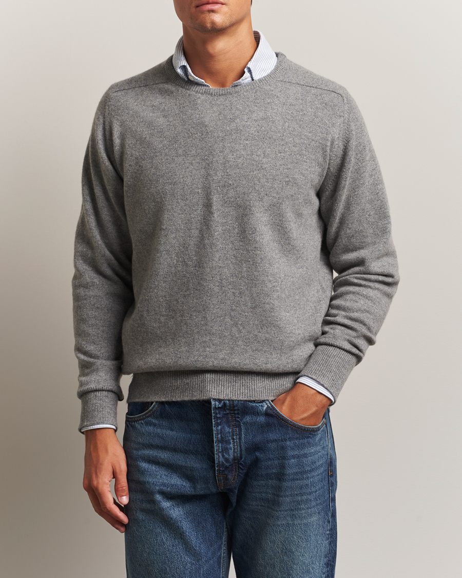Heren | Truien | William Lockie | Melrose Cashmere Crew Neck Grey