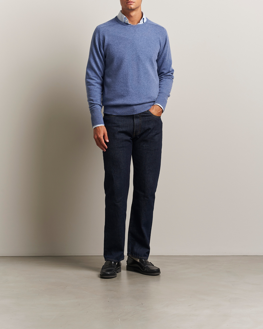 Heren | Truien | William Lockie | Melrose Cashmere Crew Neck Blue