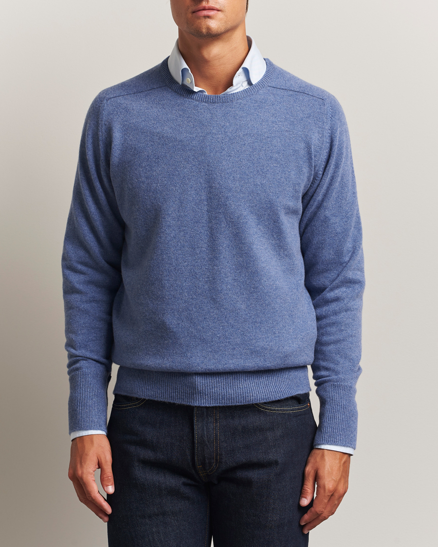 Heren | Truien | William Lockie | Melrose Cashmere Crew Neck Blue