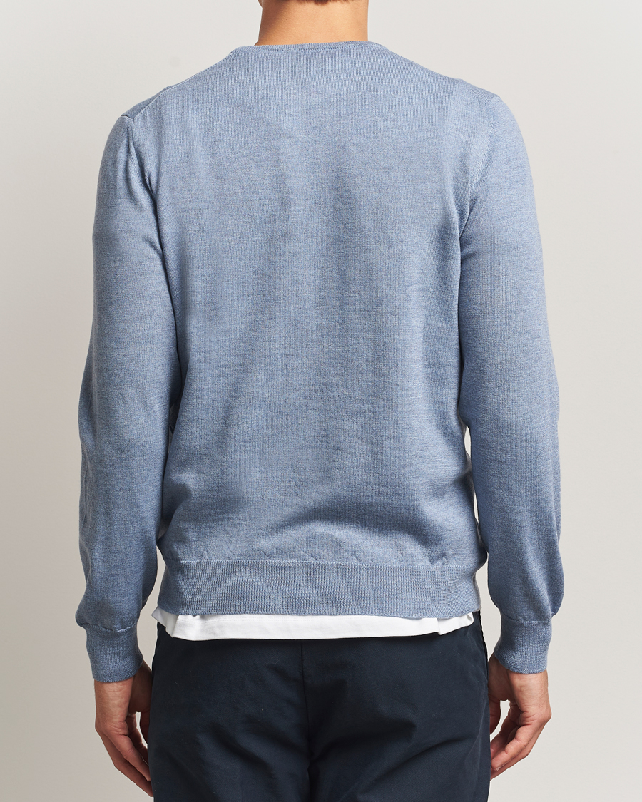 Heren | Truien | Gran Sasso | Merino Fashion Fit Crew Neck Pullover Blue Melange