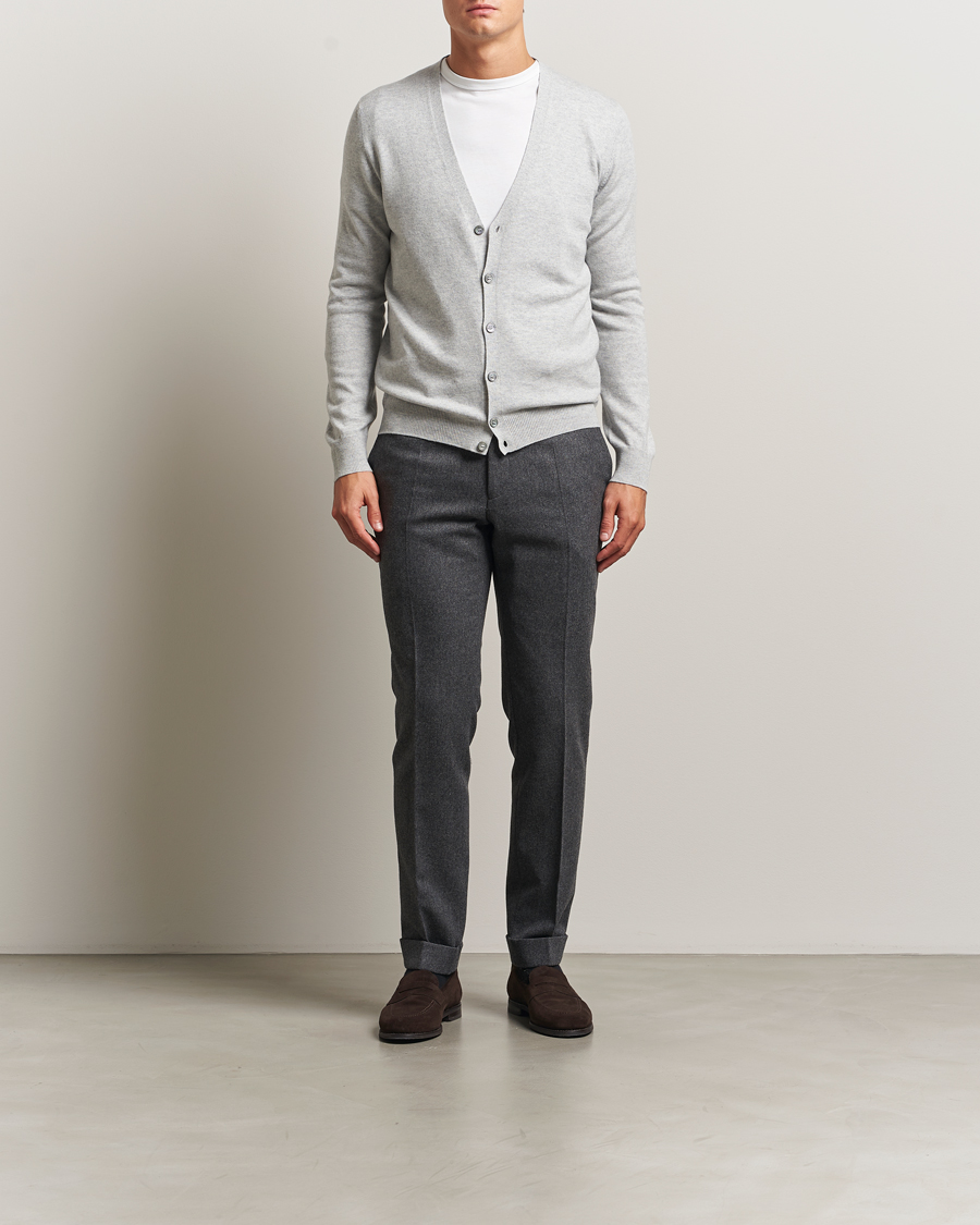 Heren | Truien | Gran Sasso | Wool/Cashmere Cardigan Light Grey Melange