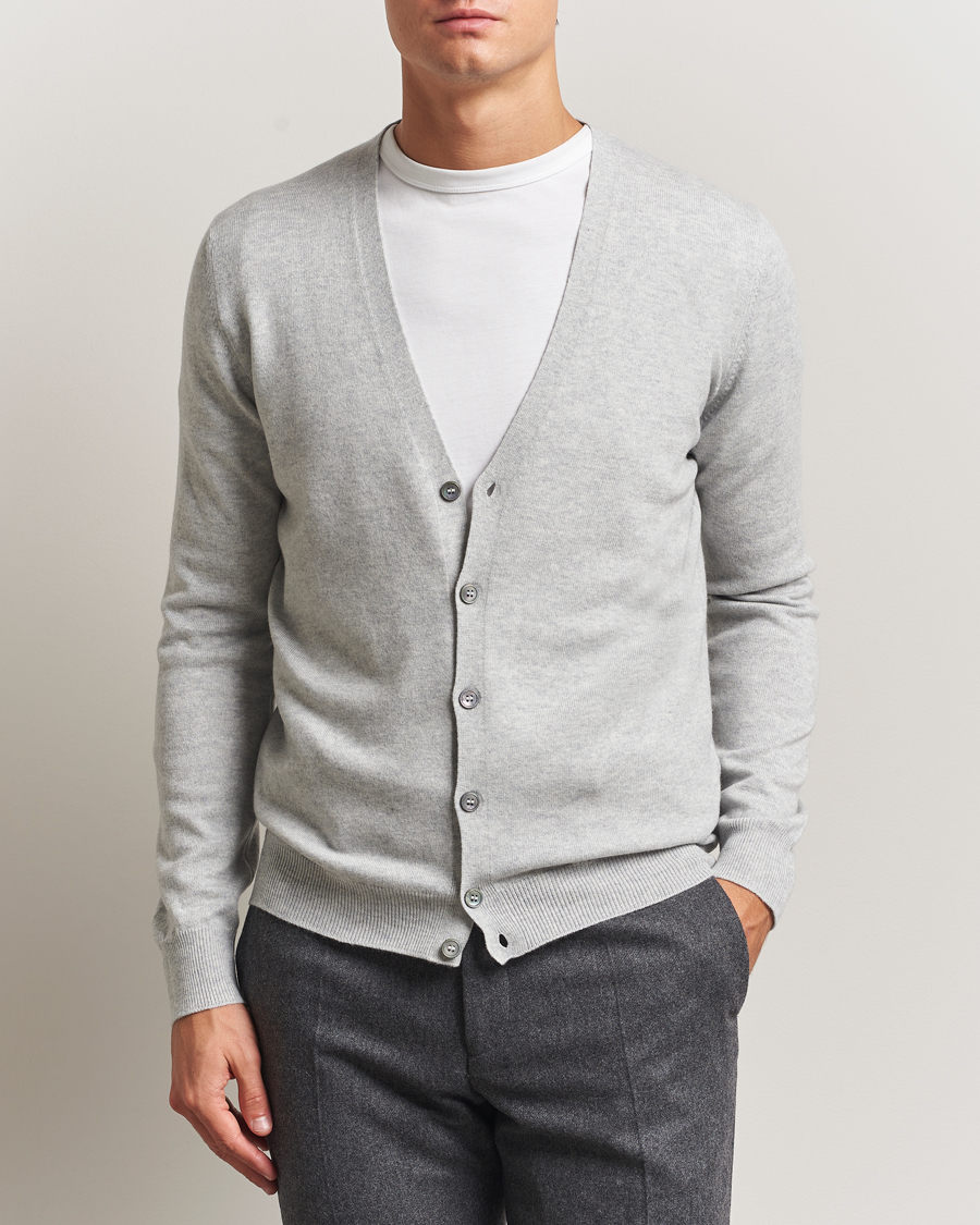 Heren | Truien | Gran Sasso | Wool/Cashmere Cardigan Light Grey Melange