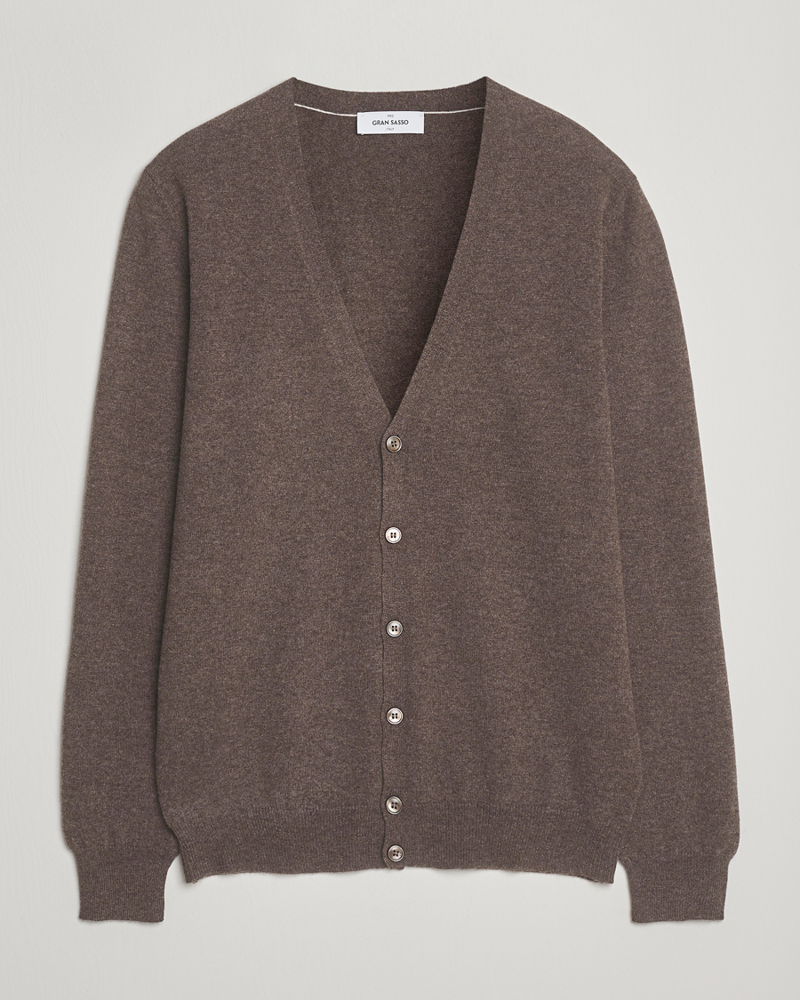 Heren | Truien | Gran Sasso | Wool/Cashmere Cardigan Brown Melange