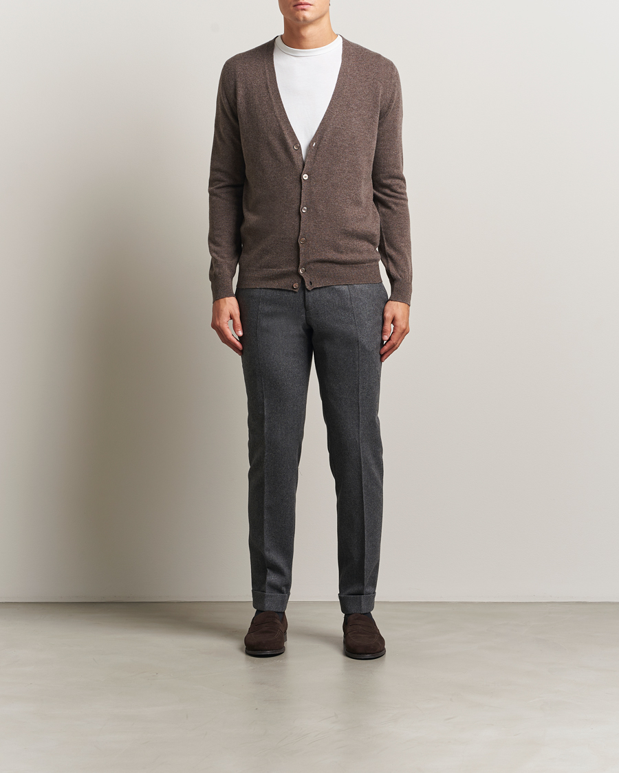 Heren | Truien | Gran Sasso | Wool/Cashmere Cardigan Brown Melange