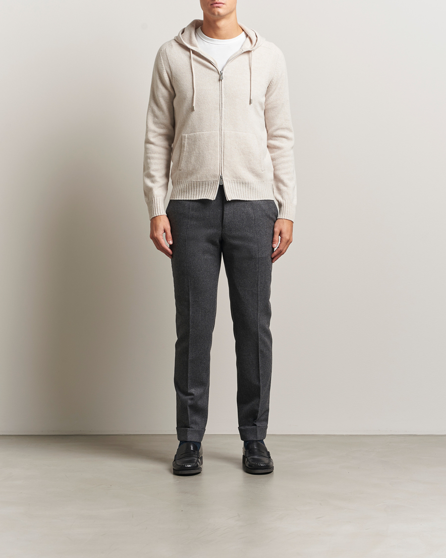 Heren | Truien | Gran Sasso | Full Zip Wool Hoodie Cream