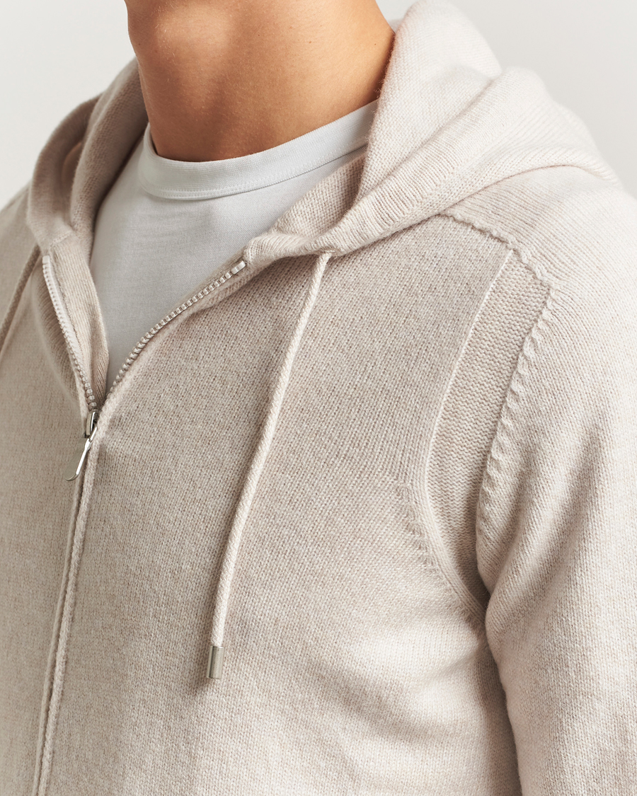 Heren | Truien | Gran Sasso | Full Zip Wool Hoodie Cream