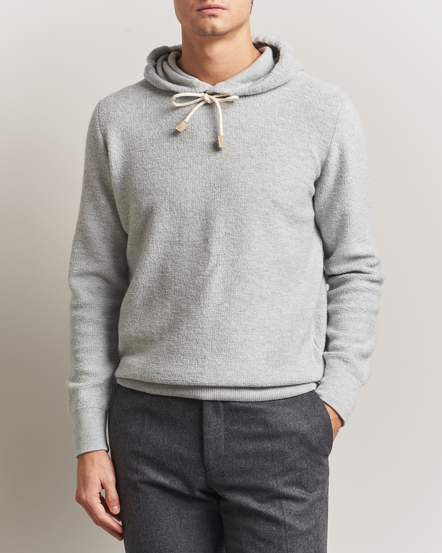 Heren | Truien | Gran Sasso | Boiled Wool Hoodie Light Grey Melange