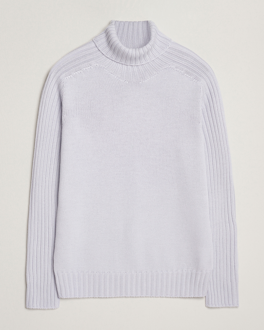 Heren | Truien | Gran Sasso | Rainwool Rollneck Light Purple Melange