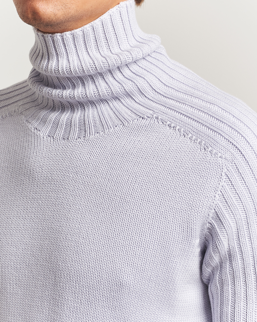 Heren | Truien | Gran Sasso | Rainwool Rollneck Light Purple Melange