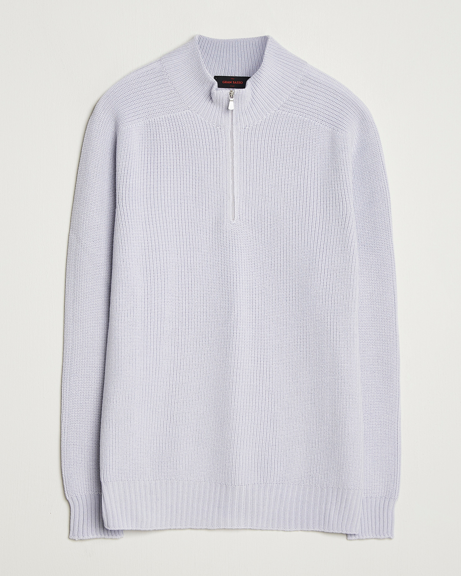 Heren | Truien | Gran Sasso | Rainwool Half Zip Light Lavendel