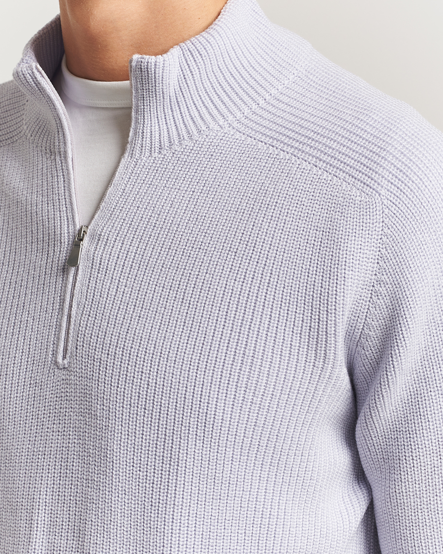 Heren | Truien | Gran Sasso | Rainwool Half Zip Light Lavendel