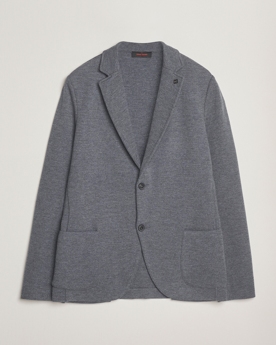 Heren | Blazers | Gran Sasso | Rainwool Knitted Blazer Grey Melange