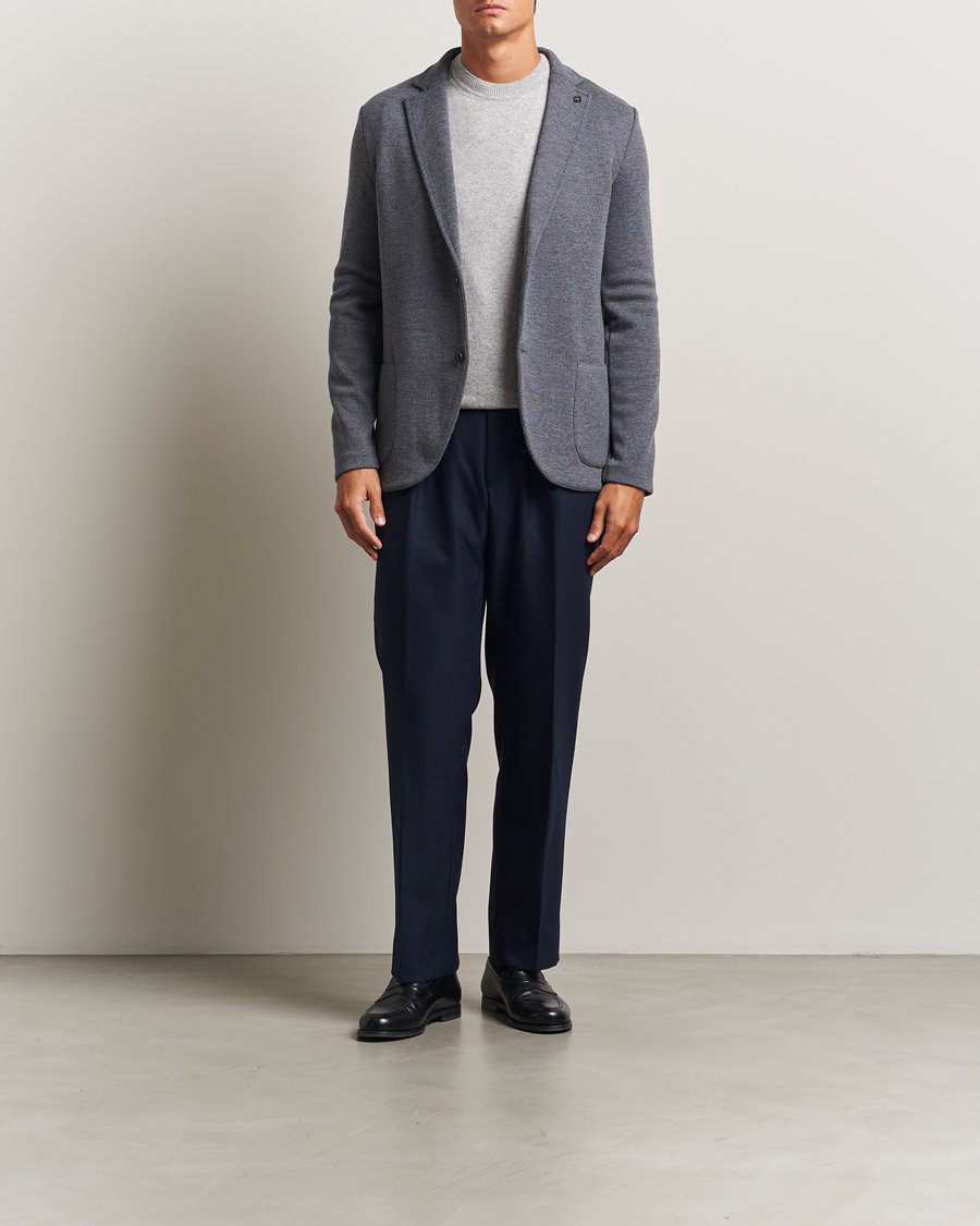 Heren | Blazers | Gran Sasso | Rainwool Knitted Blazer Grey Melange