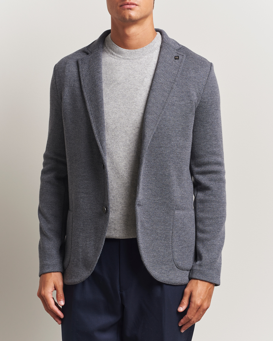 Heren | Blazers | Gran Sasso | Rainwool Knitted Blazer Grey Melange