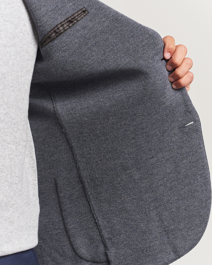 Heren | Blazers | Gran Sasso | Rainwool Knitted Blazer Grey Melange