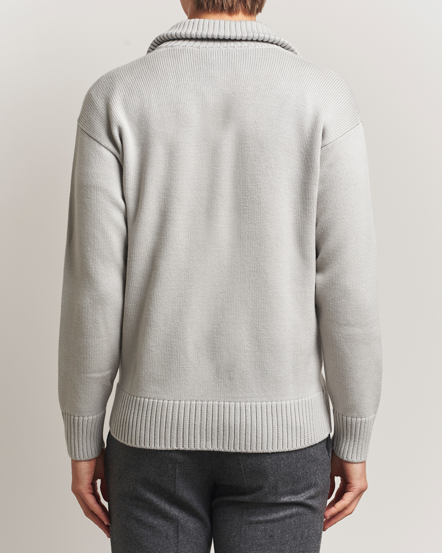 Heren | Truien | Gran Sasso | Heavy Knitted Merino Full Zip Light Grey Melange